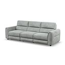 Santorini Modular 3 Seater Power Chaise Left Hand Corner Sofa and Power Headrest in Nomad Pebble Fabric- GROUP 9