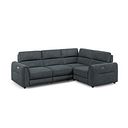 Santorini Modular 4 Seater Power Chaise Left Hand Corner Sofa with Power Headrests in Nomad Harbour Mist Fabric- G