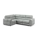 Santorini Modular 4 Seater Power Chaise Right Hand Corner Sofa with Power Headrests in Nomad Pebble Fabric- GROUP 