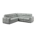 Santorini Modular 5 Seater Power Chaise Corner Sofa in Nomad Pebble Fabric- GROUP 3