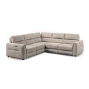 Santorini Modular 5 Seater Power Chaise Corner Sofa in Nomad Sahara Fabric- GROUP 3