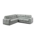 Santorini Modular 5 Seater Electric Reclining Corner Sofa with Power Headrests in Nomad Pebble Fabric- GROUP 3