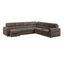 Santorini Modular 6 Seater Power Chaise Left Hand Corner Sofa and Power Headrests in Nomad Driftwood Fabric  - GROUP 18