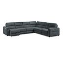 Santorini Modular 6 Seater Power Chaise Left Hand Corner Sofa and Power Headrests in Nomad Harbour Mist Fabric  - GROUP 18