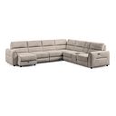 Santorini Modular 6 Seater Power Chaise Left Hand Corner Sofa and Power Headrests in Nomad Sahara Fabric  - GROUP 18