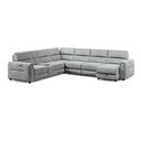 Santorini Modular 6 Seater Power Chaise Right Hand Corner Sofa and Power Headrests in Nomad Pebble Fabric  - GROUP 19