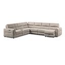 Santorini Modular 6 Seater Power Chaise Right Hand Corner Sofa and Power Headrests in Nomad Sahara Fabric  - GROUP 19