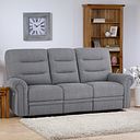 Eastbourne Recliner 3 Seater with USB in Santos Steel Fabric