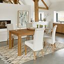 Savannah Hevea Dining Table and 4 Scroll-back Chairs in Mink Fabric