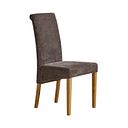 Scroll Back Chair in Plain Charcoal Fabric with Solid Oak Legs