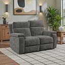 Selby 2 Seater Power Recliner Sofa with Power Headrest in Plush Charcoal Fabric