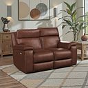 Selby 2 Seater Power Recliner Sofa with Power Headrest in Virgo Chestnut Leather