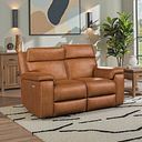 Selby 2 Seater Power Recliner Sofa with Power Headrest in Virgo Cognac Leather