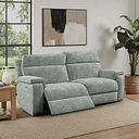 Selby 3 Seater Power Recliner Sofa with Power Headrest in Plush Silver Fabric