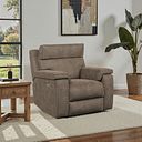 Selby Power Recliner Armchair with Power Headrest in Miller Earth Brown Fabric