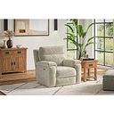 Selby Power Recliner Armchair with Power Headrest in Plush Beige Fabric