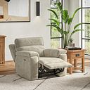 Selby Power Recliner Armchair with Power Headrest in Plush Beige Fabric