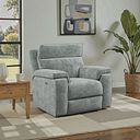 Selby Power Recliner Armchair with Power Headrest in Plush Silver Fabric