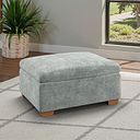 Selby Storage Footstool in Plush Silver Fabric
