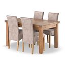 Sherwood Rustic Oak 4ft 7" Extending Dining Table + 4 Scroll Back Chairs in Heritage Mink Velvet