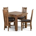 Sherwood Rustic Solid Oak 3ft Extending Table & 4 Arched Back Chairs with Plain Charcoal Fabric Seat