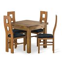 Sherwood Rustic Solid Oak 3ft x 3ft Extending Dining Table + 4 Wave Back Rustic Solid Oak Chair with Verona Charcoal Fabric Seat