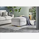 Nebraska Corner Chaise Large Storage Footstool in Silver fabric