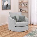 Malvern Swivel Cuddler Chair in Silver fabric