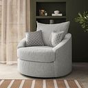 Malvern Swivel Cuddler Chair in Silver fabric