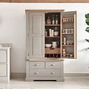 St. Ives Natural Oak and Light Grey Painted Large Larder