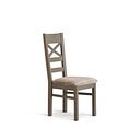 St Ives Light Grey Painted Chair with Checked Beige Fabric Seat