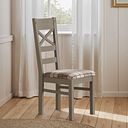 St Ives Light Grey Painted Chair with Checked Beige Fabric Seat