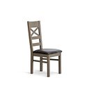 St Ives Light Grey Painted Chair with Vintage Black Leather Look Fabric Seat