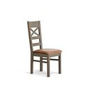 St Ives Light Grey Painted Chair with Vintage Tan Leather Look Fabric Seat