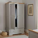 St Ives Natural Oak and Light Grey Painted Double Wardrobe