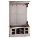 St Ives Natural Oak and Light Grey Painted Hallway Unit with Plain Charcoal Fabric Hallway Pad