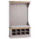 St Ives Natural Oak and Light Grey Painted Hallway Unit with Plain Grey Fabric Hallway Pad