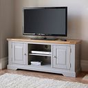 St Ives Natural Oak and Light Grey Painted Large TV Cabinet