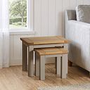 St Ives Natural Oak and Light Grey Painted Nest of Tables