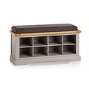 St Ives Natural Oak and Light Grey Painted Shoe Storage with Plain Charcoal Fabric Hallway Pad