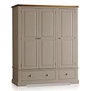 St Ives Natural Oak and Light Grey Painted Triple Wardrobe
