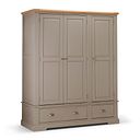 St Ives Natural Oak and Light Grey Painted Triple Wardrobe