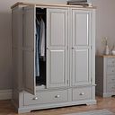St Ives Natural Oak and Light Grey Painted Triple Wardrobe