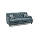 Stanley 3 Seater Sofa in Prussian Fabric with Prussian Stripe Scatters