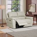 Theo 2 Seater Power Recliner Sofa in Bone China Leather