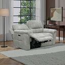 Theo 2 Seater Power Recliner Sofa in Marble Silver Fabric