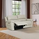 Theo 3 Seater Power Recliner Sofa in Bone China Leather