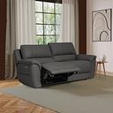Theo 3 Seater Power Recliner Sofa in Elephant Grey Leather