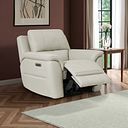 Theo Power Recliner Armchair in Bone China Leather