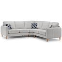 Thornley Large Corner Sofa in Ruby Ice Fabric with Navy Scatter Cushions